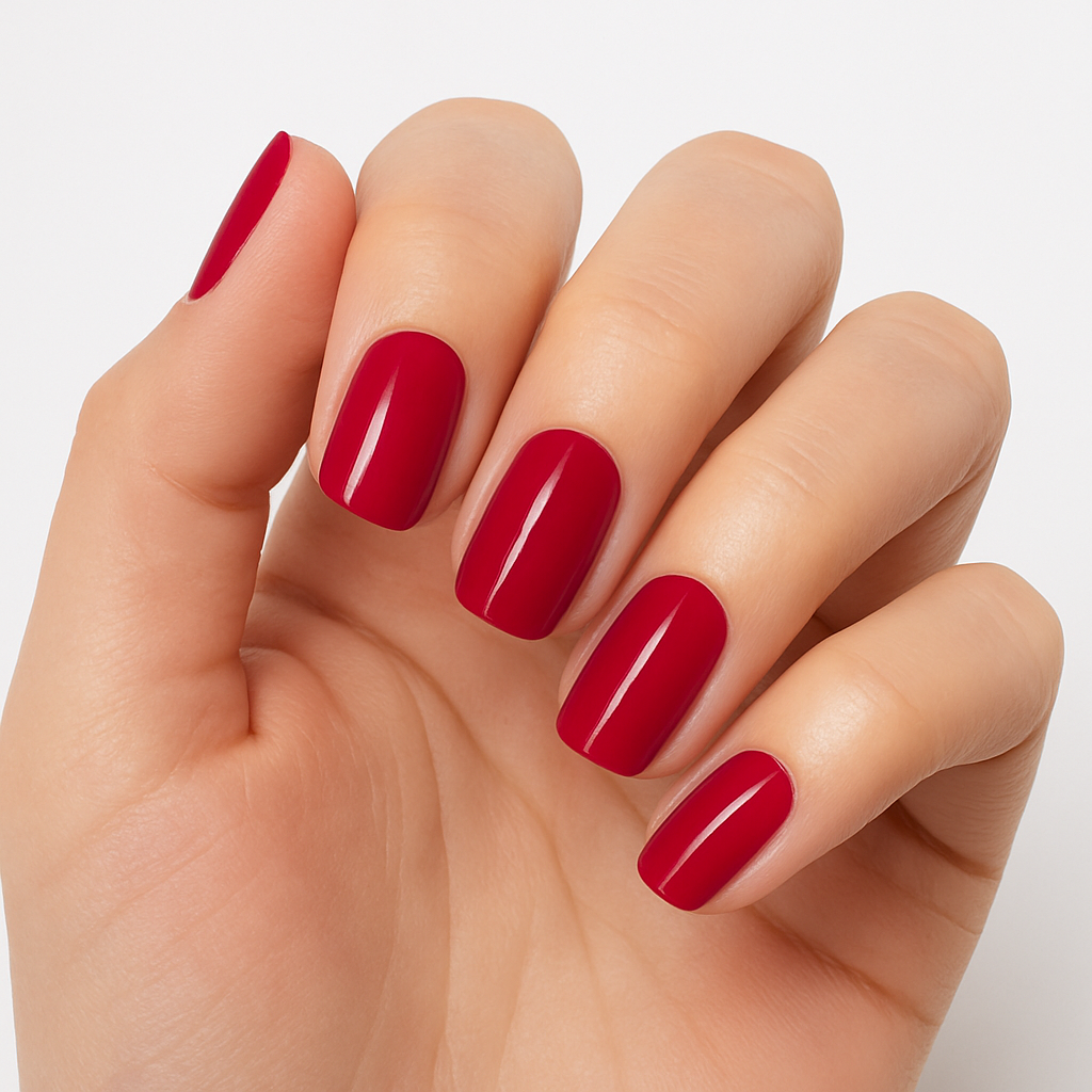 Jellyz Nails Elegant fully cured gel nail stickers in colour deep classic red