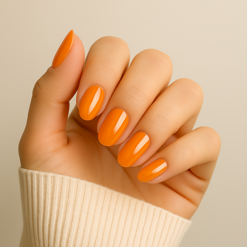 Jellyz Nails Gorgeous fully cured gel nail sticker in colour vibrant orange with glossy finish
