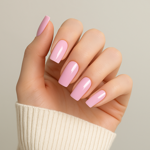 Jellyz Nails Elegant and sophisticated fully cured gel nail stickers in baby pink colour with glossy finish